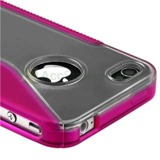   with apple iphone 4 4s clear frost hot pink s shape quantity 1