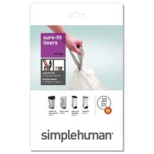  simplehuman Trash Can Liner H, 30 Liters/8 Gallons, 20 