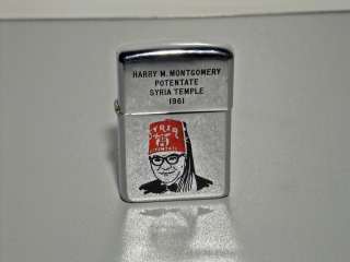   Lighter 3 Panel Shriners Syria Temple Potentate Dated 1961 On Panel