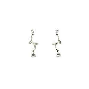  Vine Earrings Of Sterling Silver With Cubic Zirconia 