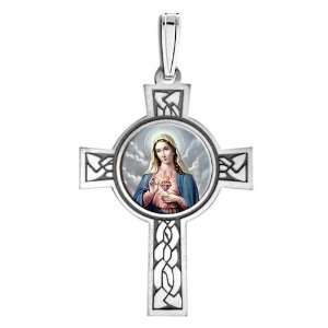  Sacred Heart Of Mary Cross Medal Color Jewelry