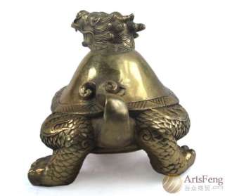 AC040 MIDDLE SIZE FIGURE DRAGON TORTOISE BRASS STATUE  