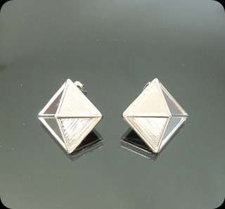 Shinny Silver tone Gladiator Pyramid Earrings Post NEW  