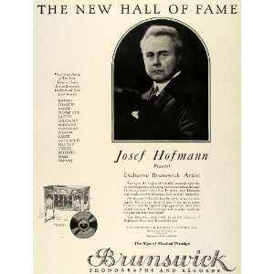 1924 Ad Brunswick Balke Collender Phonograph Records Pianist Josef 