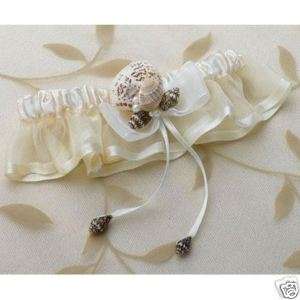 Sea Shell Beach Wedding Ivory Bridal Garter New  