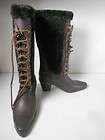 Australia Luxe Collective Rubber Shearling lace up Heel boots BRN Sz 7 