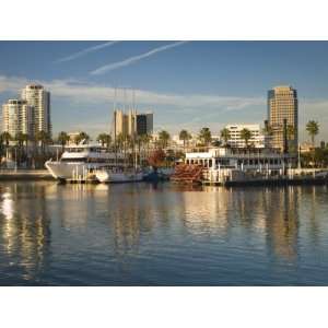 California, Long Beach, Shoreline Village, Marina and City View, USA 