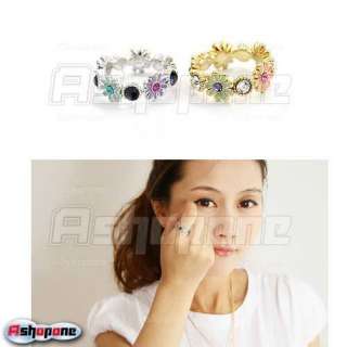   Cute Lovely Gold/Silver Color Daisy Flower Rhinestone Ring  