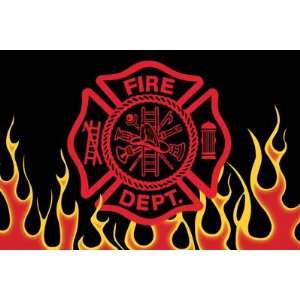  6 inch x 9 inch Fire Department Flag Logo with Red Flames 