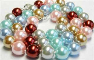 AAA Mashup 10mm Multicolor Sea Shell Pearl Necklace B 24  