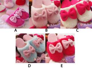 New Women Warm Bow Slippers House Home Comfortable Shoes 5 Colors 3 