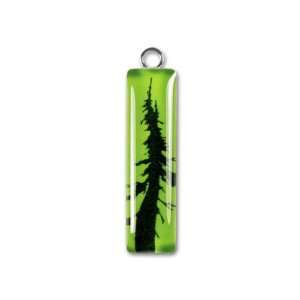    Sterling/Resin 8x32mm Pendant   Lime with Fir Tree