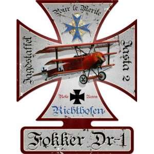 Fokker DR 1 Aviation Iron Cross Metal Sign   Victory 