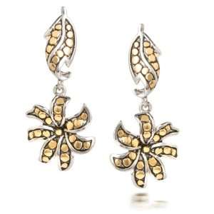  Sterling Silver Gold Vermeil Flower Leaf Earrings Jewelry