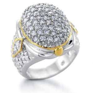   Jewelry Sterling Silver Gold Vermeil CZ Pave Weave Ring   6 Jewelry