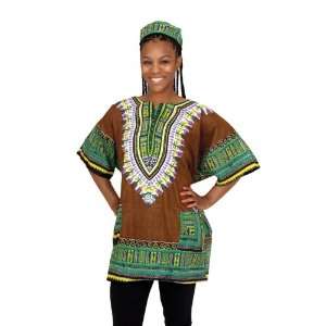  Traditional Print Dashiki   Brown 