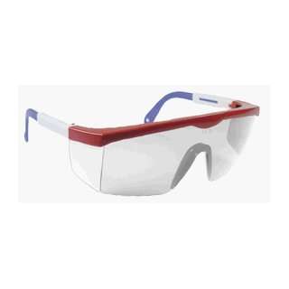  Shark Safety Glasses Clear Lens Red, White and Blue Frame 