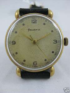 Vintage Helvetia Watch Solid 18K Gold SERVICED  