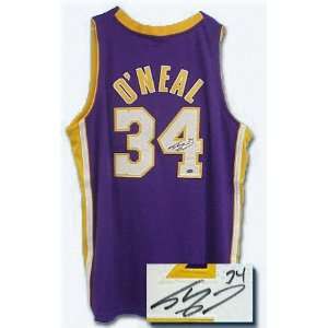  Shaquille ONeal Los Angeles Lakers Autographed Purple Jersey 
