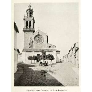 1907 Print Cordoba Andalusia Spain District Church San Lorenzo Tower 