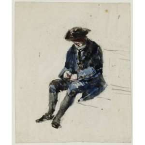   Oil Reproduction   David Cox   24 x 28 inches   Seated Naval Pensioner