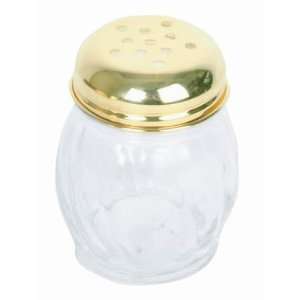 Perforated Cheese Shakers, 6 Oz., Gold Top, Glass, Case of 1 Dozen 