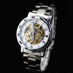  Blue Rome White Skeleton Automatic Stainless Watch 062 
