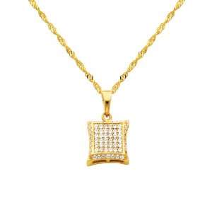  Charm Pendant (0.4 or 10mm Square) with Yellow Gold 1.2mm Singapore 