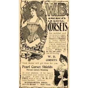 1897 Ad W. B. Corset Pearl Weingarten Beauty Fashion   Original Print 
