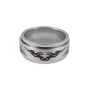  Tribal Steel Mens Spinner Ring size 7 Jewelry