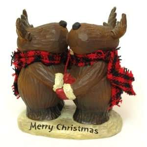     Resin Woodlook Merry Christmas Moose Hug Patio, Lawn & Garden