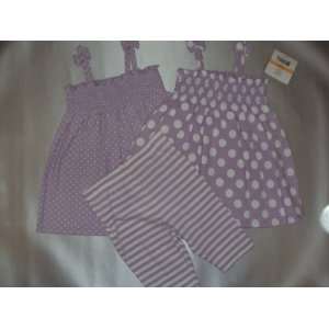 Little Me Girls 3 piece Cotton Knit Tunic Tops and Capri Legging Pant 