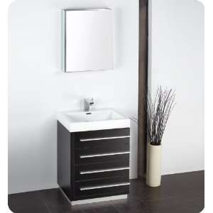   Wood Vanity with Mirrored Medicine Cabinet, Sink, Coun