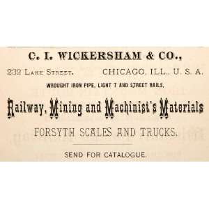 1882 Ad C. I. Wickersham Railway Mining Machinist Forsyth Scales 