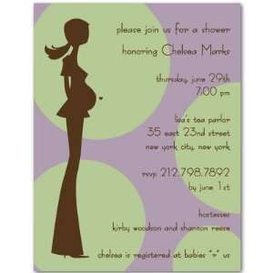   Baby Shower Invitations   Polka Dot Momma Purple By Petite Alma Baby