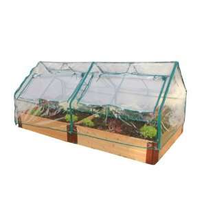   Bed with Two Soft sided Greenhouses, 4 Foot by 8 Foot by 12 Inch