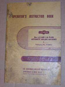 Cincinnati Milling Machine Manual~1 12 & 1 18~Operator  