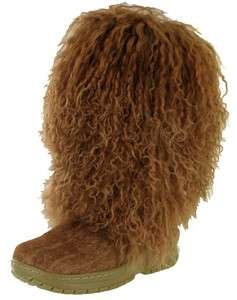 BEARPAW Boetis Genuine Sheepskin Curly Lamb Fur Pull On Womens Boots 