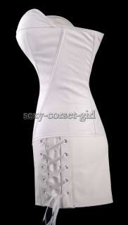   Faux Leather Corset & Dress Bustier Wedding 2XL A059_white  