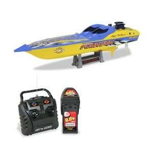 New Bright 23 R/C Fountain Boat  Blue and Yellow Toys 