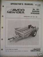 Avco New Idea 351 PTO Manure Spreader Operator Manual  