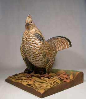 Ruffed Grouse Original Wood Bird Carving/Birdhug  