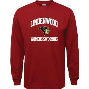 Lindenwood Lions Cardinal Red Youth Womens Swimming Arch 