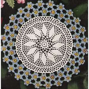 Vintage Crochet PATTERN to make   Forget Me Not Flower Doily Mat. NOT 