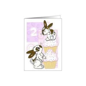  2nd Birthday Bunny and Cupcakes  Pink Card Toys & Games