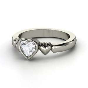  My Heart Beats for You Ring, Heart White Sapphire Sterling 