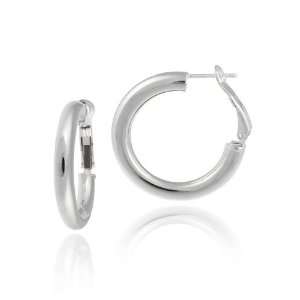   Sterling Silver Tarnish Free 4x30 Polished Clutchless Hoop Earrings
