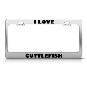 Love Cuttlefish Fish Animal license plate frame Stainless Metal Tag 