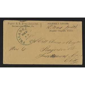  Civil War Envelope,Soldiers Letter,Cuyler US Army Hospital 
