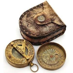 Pocket Sundial   Dolland London Brass Sundial Compass With 